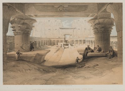 Egyiptom és Núbia, I. kötet: Kilátás az Edfou-templom portikája alól, Felső-Egyiptom, 1847. alkotó: Louis Haghe