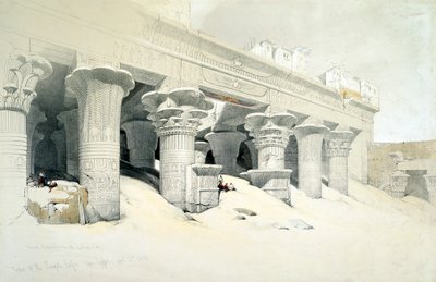 A sólyomfejű Hórusz istennek szentelt Edfu-templom portikusza, Egyiptom, 1838 alkotó: Louis Haghe
