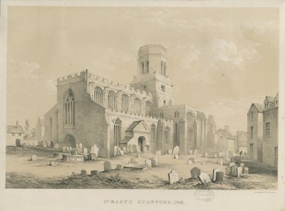 Stafford – Szent Mária-templom: litográfia, 1841 alkotó: Louis Haghe