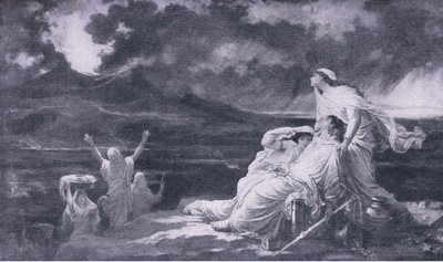 Herculaneum: A Vezúv kitörése, illusztráció a világ legjobb könyveinek könyvtárából, 1940 körül alkotó: Louis Hector Leroux