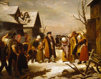 XVI. Lajos alamizsnát osztott Versailles szegényeinek 1788 telén alkotó: Louis Hersent