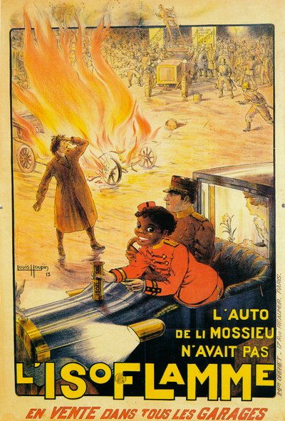 Isoflamme tűzoltó készülékek hirdetése, 1913 alkotó: Louis Houpin