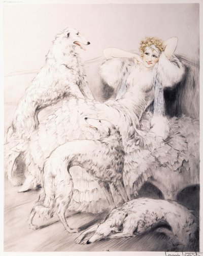 Grillezés Borzoi kísérővel alkotó: Louis Icart