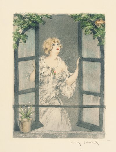 A négy évszak: tavasz, 1928 körül (kézzel színezett szárazhegy és akvatinta) (lásd még: 745548-51) alkotó: Louis Icart