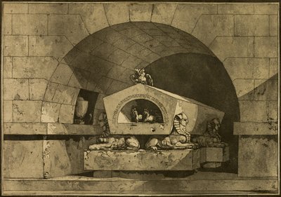 Sír szfinxekkel és bagollyal alkotó: Louis Jean Desprez