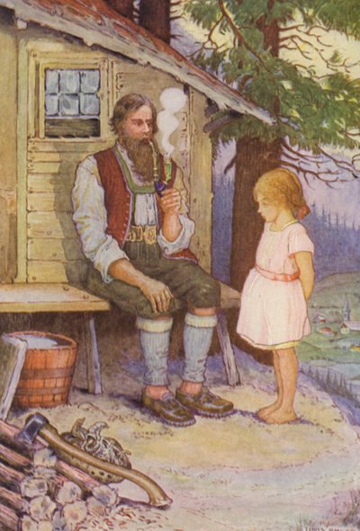 Johanna Spyri illusztrációja a Heidihez (színes litográfia) alkotó: Louis John Rhead