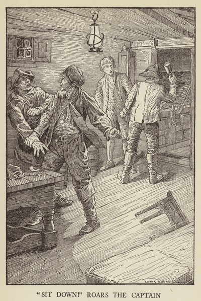 Illusztráció az Elrabolva, Robert Louis Stevenson alkotó: Louis John Rhead