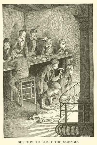 Illusztráció Tom Brown iskolai napjaihoz (metszet) alkotó: Louis John Rhead
