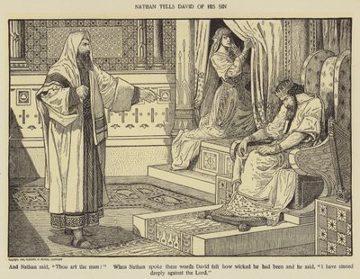 Nátán elmeséli Dávidnak a bűnét alkotó: Louis John Rhead