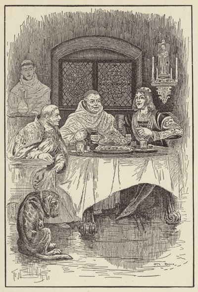 Prior Vilmos lakomát rendez a királynak és a püspöknek alkotó: Louis John Rhead