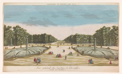 Kilátás a Versailles-i kertre Vue des Jardins de Versailles (cím a tárgyon) alkotó: Louis Joseph Mondhare