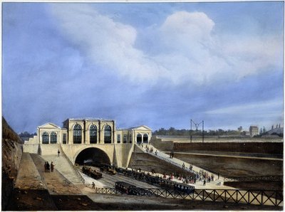 Vasút Párizsból Saint Germainbe – Arnout „Párizsában 1837-ben”. alkotó: Louis Jules Arnout