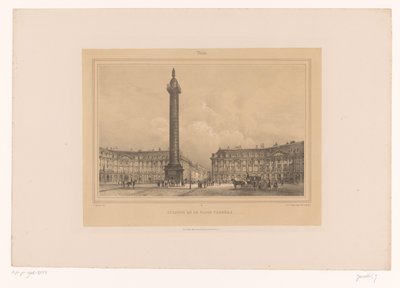 Kilátás a Colonne Vendôme-re Colonne de la Place Vendôme (cím a tárgyon) Arcok Párizsban és környékén (sorozat címe) Paris (sorozat címe a tárgyon) alkotó: Louis Julien Jacottet