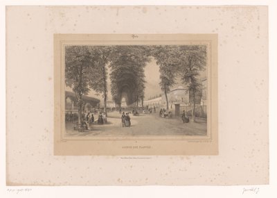 Kilátás a Jardin des Plantes-ra Jardin des Plantes (cím a tárgyon) Arcok Párizsban és környékén (sorozat címe) Paris (sorozat címe a tárgyon) alkotó: Louis Julien Jacottet