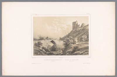 Kilátás a hammershusi vár romjaira Les ruines du Château de Hammershuus / Ruiner af Hammershuus (cím a tárgyon) Arcok Skandináviában (sorozat címe) Vues du Nord. Danemarck (sorozat címe) alkotó: Louis Julien Jacottet