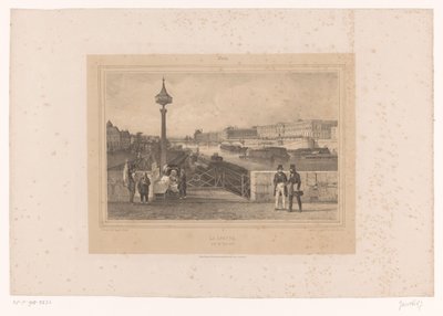 Kilátás a Palais du Louvre-ra a Pont Neufról Le Louvre, pris du Pont-neuf (cím a tárgyon) Arcok Párizsban és környékén (sorozat címe) Paris (sorozat címe a tárgyon) alkotó: Louis Julien Jacottet