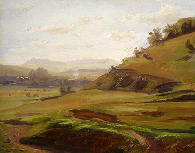 Kilátás a Doernberg lejtőjéről Burghasungen felé (olaj, vászon) alkotó: Louis Kolitz