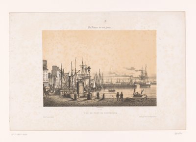 Kilátás Cherbourg kikötőjére Vue du port de Cherbourg (cím a tárgyon) Kortárs Franciaország (sorozat címe) La France de nos jours (sorozat címe a tárgyon) alkotó: Louis Le Breton