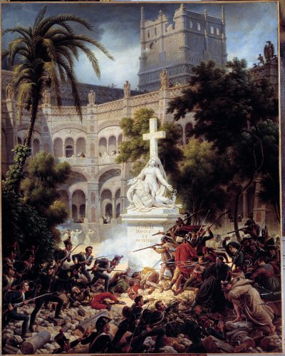 Zaragoza (Zaragoza) ostroma és elfoglalása: a San Engracia kolostor megtámadása február 8-án alkotó: Louis Lejeune