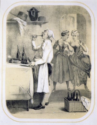 Falánkság a konyhában, a hét halálos bűnt ábrázoló nyomatsorozatból, 1850 körül alkotó: Louis Leopold Boilly