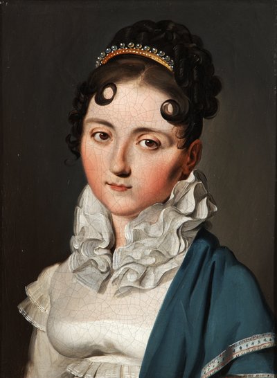 Zöld kendős fiatal nő portréja alkotó: Louis Leopold Boilly