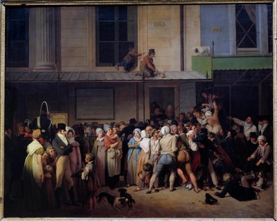 A kétértelmű képregény színházának bejáratánál szabadon ábrázolható Louis Leopold Boilly (1761-1845) festménye, Sun. 0,66x0,80 m. alkotó: Louis Leopold Boilly