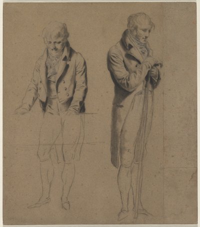 Két álló figura tanulmány egy biliárdjátékhoz, c. 1807. alkotó: Louis Leopold Boilly