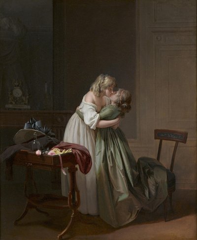 Két fiatal nő csókolózik Két fiatal nő csókolózik, kb. 1790-1794. alkotó: Louis Leopold Boilly