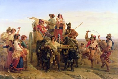 Az aratógépek érkezése a Pontine-mocsarakba, 1830 alkotó: Louis Leopold Robert