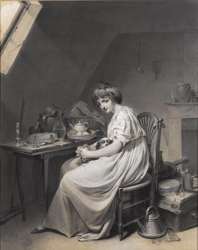 Louis-Léopold Boilly - Fiatal lány kutyával alkotó: Louis Leopold Boilly