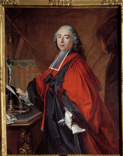 Egy bíró portréja. Az asztalán egy feszület és egy írás kellék. Louis Tocque festménye (1696-1772) alkotó: Louis Tocqué