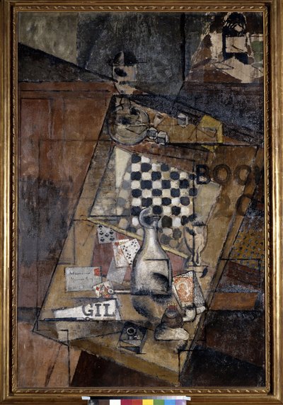 Csendélet sakkkal. Louis Markus festménye, Louis Marcoussis (1878-1941) alkotó: Louis Marcoussis