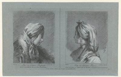 Egy pézsmafejű és egy finn szobalány portréja Tête de laitiere Moscovite (cím a tárgyon) Tête de Servante Finoise (cím az objektumon) alkotó: Louis Marin Bonnet