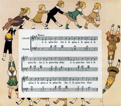 Gyermekdal „In Single File” kotta és illusztráció alkotó: Louis Maurice Boutet de Monvel
