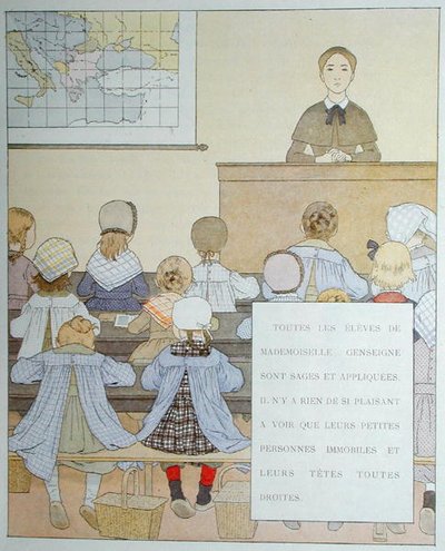 „Mademoiselle Genseigne tanítványai”, illusztráció Anatole France (1844-1924) „Nos Enfants” című művéből alkotó: Louis Maurice Boutet de Monvel