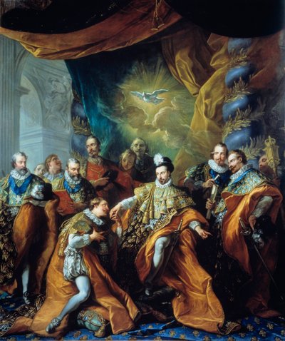 A Szentlélek Rendjének (Szentlélek rendjének) intézménye III. Henrik Louis Michel van Loo (1707-1771) festménye. 18. század. Párizs, Musee de la Legion d