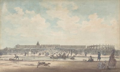 A Versailles-i kastély a kertből nézve, 1779. alkotó: Louis-Nicolas de Lespinasse