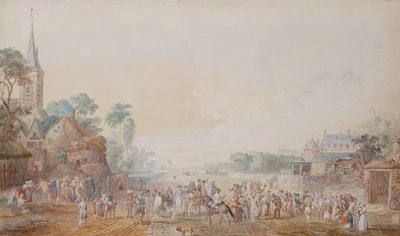 Penthievre hercege Benjamin Franklinnal a jobb oldalán, önkéntes ezredének áttekintésén részt vett rambouillet-i kastélya mellett alkotó: Louis Nicolas van Blarenberghe