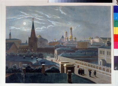 Kilátás a moszkvai Kremlre. Louis Pierre Alphonse Bichebois (1801-1850) rajza. Akvarellre színezett litográfia, 1830-1840 körül, francia művészet, klasszicizmus. A. Puskin Emlékmúzeum, Szentpétervár. ©FineArtImag alkotó: Louis Philippe Alphonse Bichebois