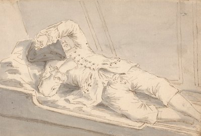 Ember alszik egy priccsen egy hajó fedélzetén alkotó: Louis Philippe Boitard