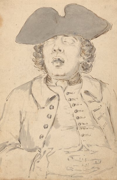 Férfi tátott szájjal és keresztbe tett kézzel alszik alkotó: Louis Philippe Boitard