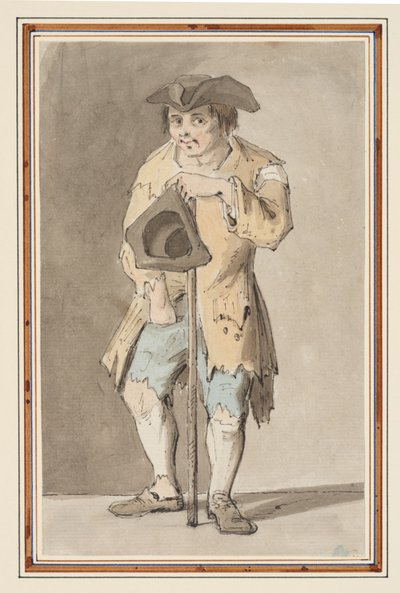 Tanulmány egy koldusról (ceruza, toll és tinta és akvarell papíron) alkotó: Louis Philippe Boitard