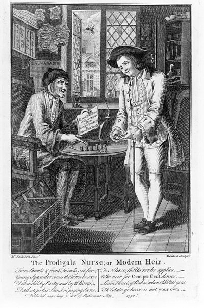 A tékozló dajka vagy modern örökös, kiad. 1750 alkotó: Louis Philippe Boitard
