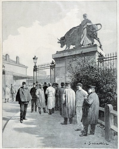Sztrájkolók a Villette-i vágóhídon alkotó: Louis Remy Sabattier