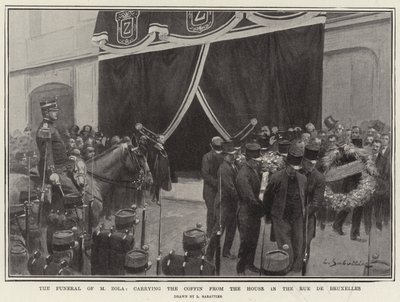 M Zola temetése, aki a koporsót viszi a Rue de Bruxelles-i házból alkotó: Louis Remy Sabattier