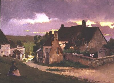 Egy figura egy házikó mellett alkotó: Louis Robert Carrier-Belleuse