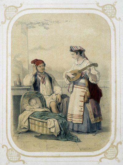 Család a Nápolyi Királyságban, Olaszországban – az „Album du jeune voyageur”-ben, illusztrálta Louis Lassalle alkotó: Louis Simon Lassalle