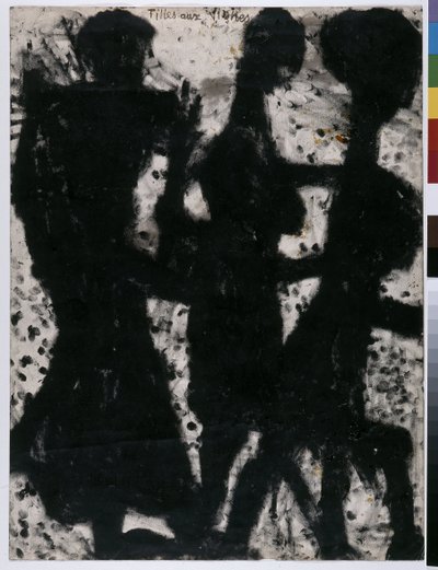 Lányok a szőlőben (tinta és lakk papíron) alkotó: Louis Soutter