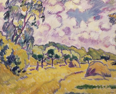 Táj szénakazalokkal (olaj, vászon) alkotó: Louis Valtat