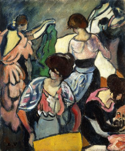 A varroda; Le Salon de Couture, 1920 körül (olaj, vászon) alkotó: Louis Valtat